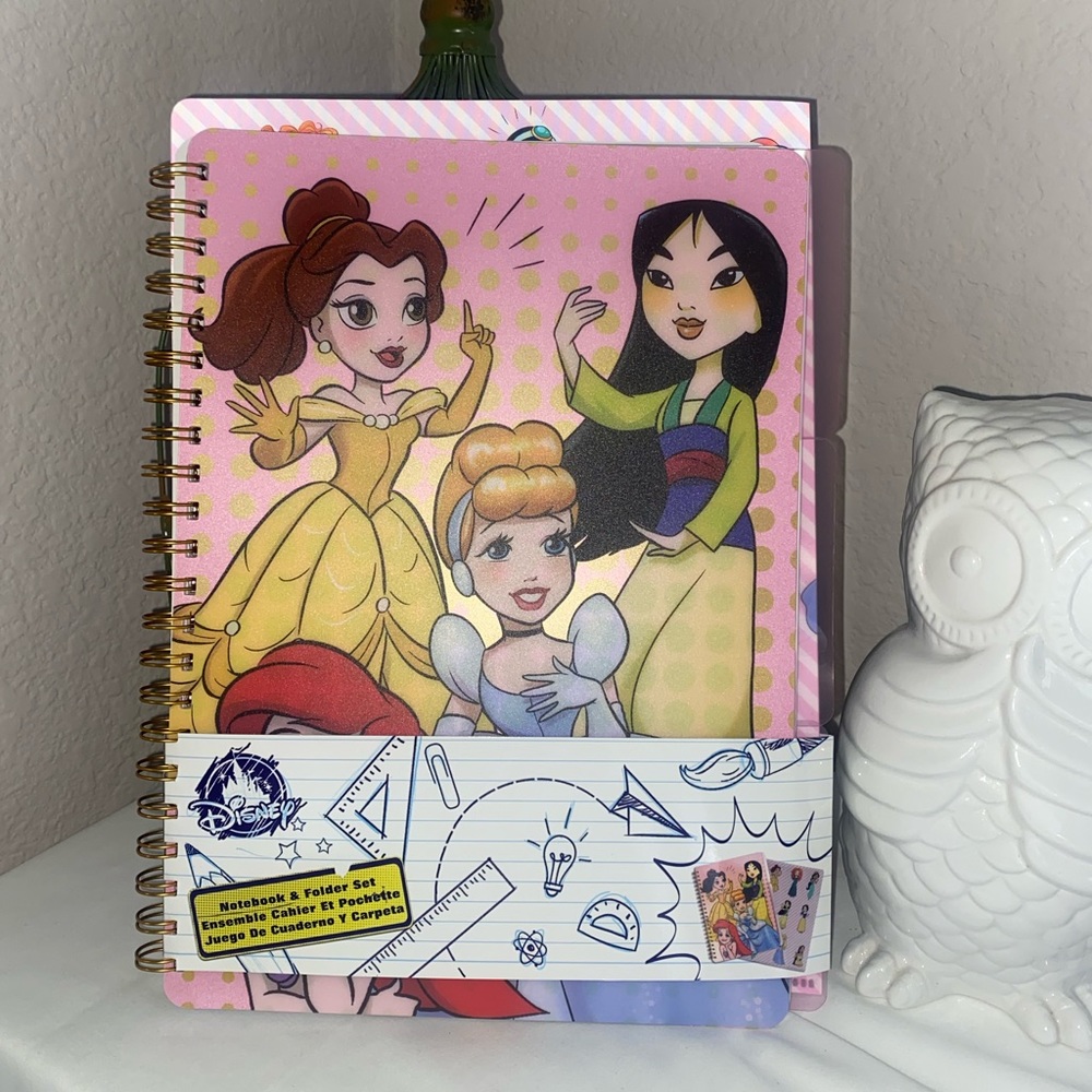 Cute Animated Disney Princess Notebook & Folder Set